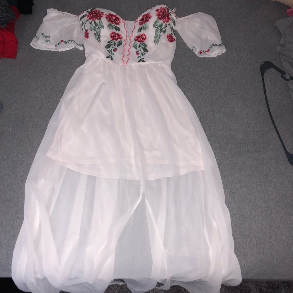 White dress with embroidery